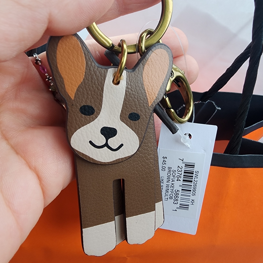 Brown and White French Bull Dog Keychain